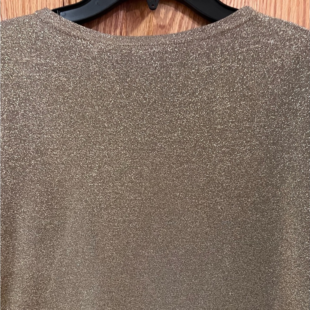 Moschino‎ Pret-A-Porter Gold Metallic Shimmer Long-Sleeve Sweater Top Size 10 - Picture 10 of 14